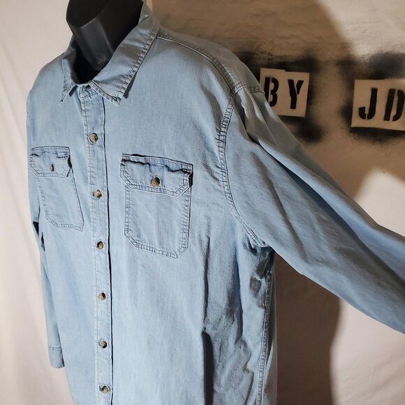 Wrangler Denim Mens Stretch Button Front Shirt Sz XL - Picture 3 of 16